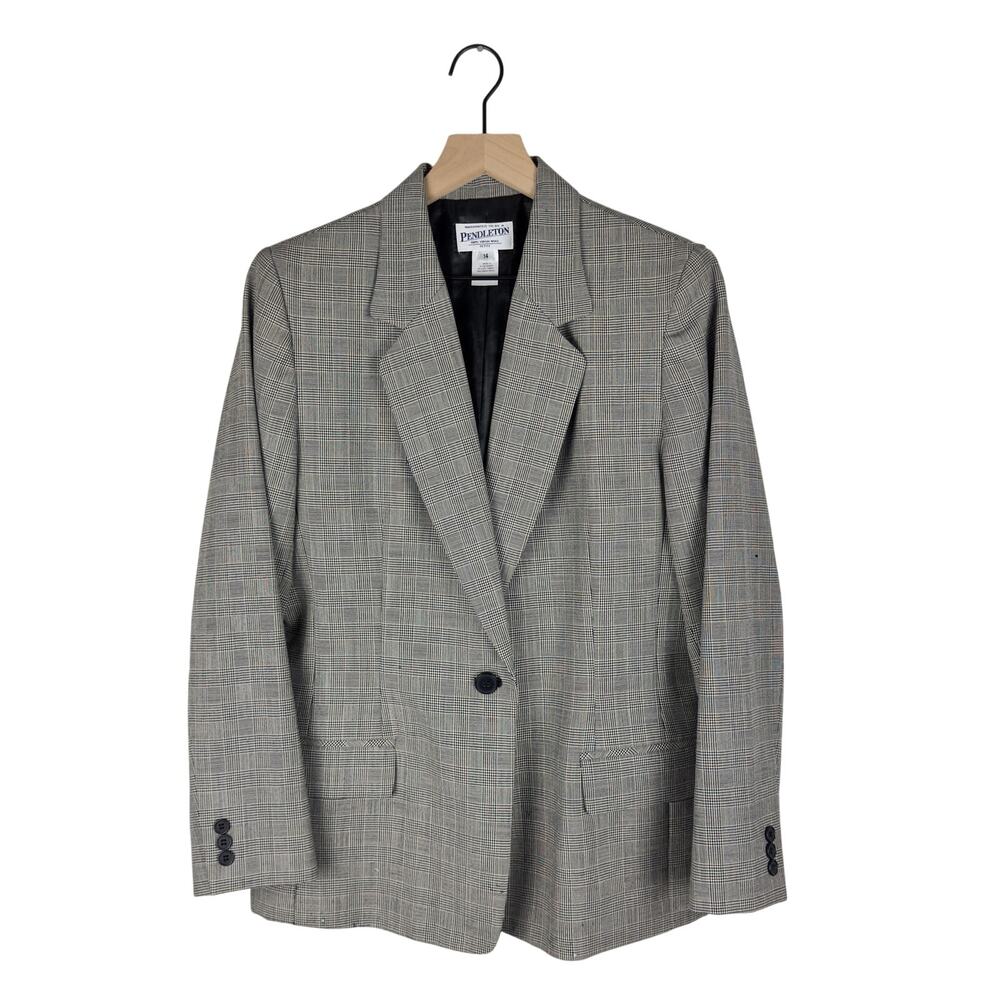Vintage Pendleton Plaid Single Button Blazer Work… - image 1